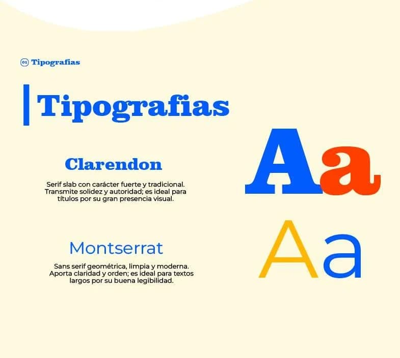 Tipografías de la marca: Clarendon y Montserrat
