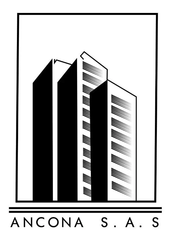 Logotipo de ANCONA S.A.S: edificios en blanco y negro