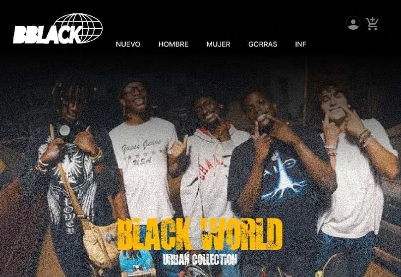 Tienda web BBLACK: banner principal, vista 3