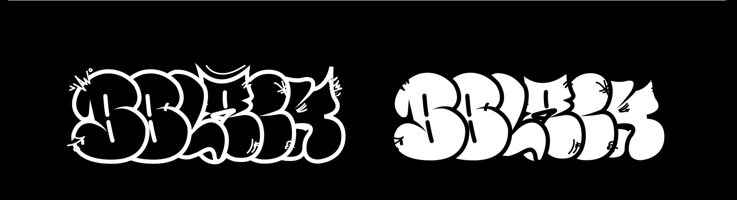 Logotipo de BBLACK en estilo grafiti, en blanco sobre negro